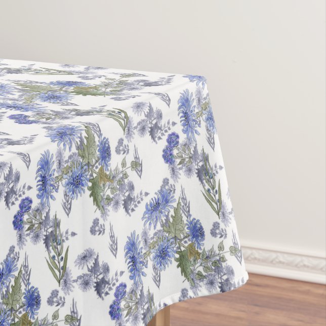 Watercolor chrysanthemums flowers floral blooming tablecloth (In Situ)