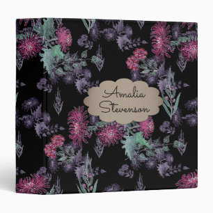 Watercolor Chrysanthemums flowers floral ink print Binder