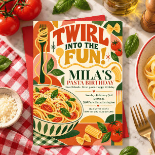 Watercolor Ciao Pasta Birthday Italian Tomato food Invitation