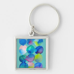 Watercolor circle pattern abstract art cool colour keychain