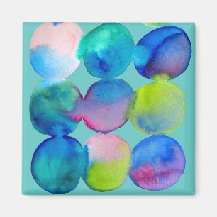 Watercolor circle pattern abstract art cool colour magnet