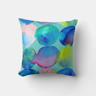 Watercolor circle pattern abstract art cool colour throw pillow