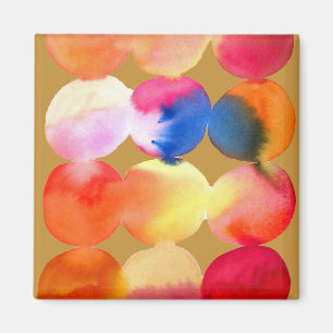 Watercolor circle pattern abstract art warm colour magnet