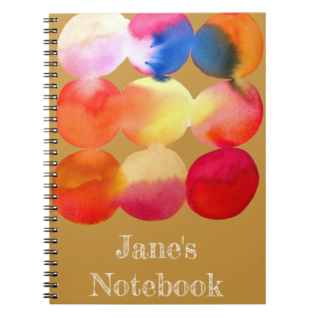 Watercolor circle pattern abstract art warm colour notebook (Front)