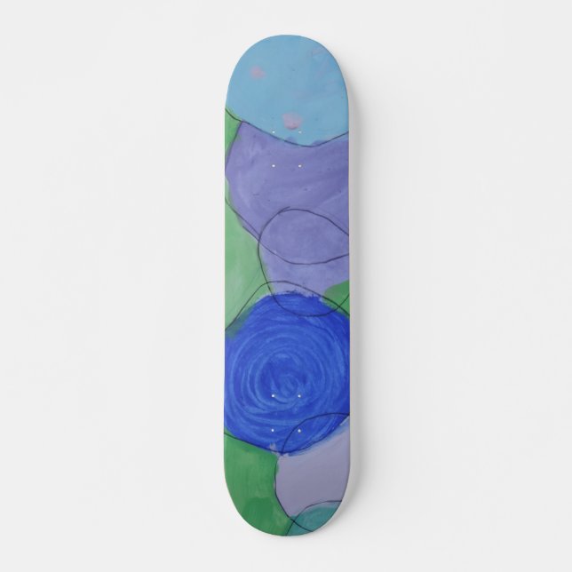 Watercolor Circles, Kids Art, Funny Skateboard (Front)