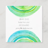 Watercolor Circles Rings Abstract Minimalist Green Square Business Card (Back)
