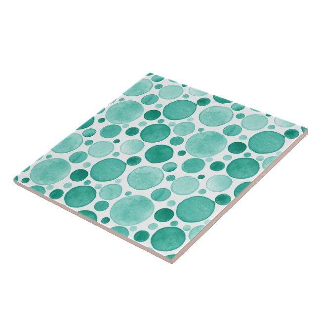Watercolor Circles - Turquoise Ceramic Tile (Side)