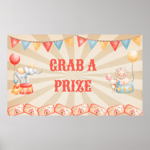 Watercolor Circus Animals Birthday Party Station  Poster
