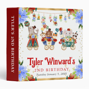 Watercolor Circus Animals Birthday Photo Album Binder