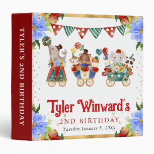 Watercolor Circus Animals Birthday Photo Album Binder