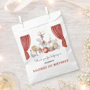 Watercolor Circus Animals Birthday Thank you Favour Bag