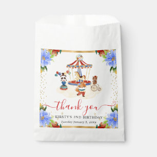 Watercolor Circus Animals Floral Birthday Favour Bag
