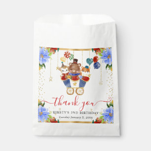 Watercolor Circus Animals Train Floral Birthday Favour Bag