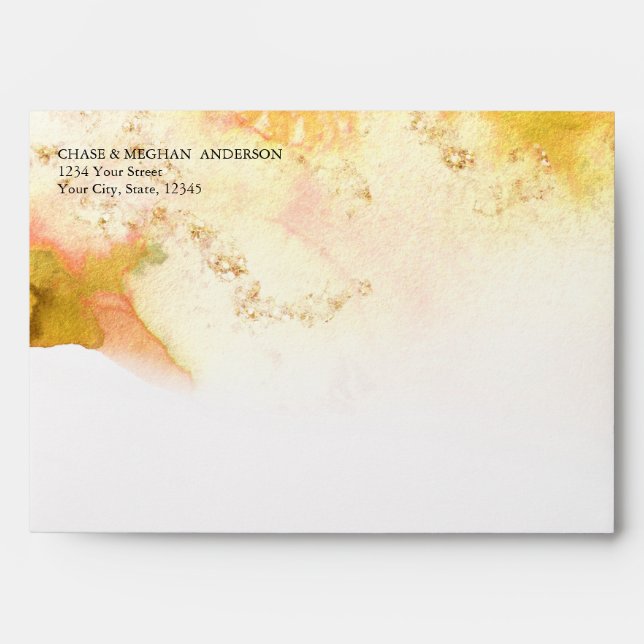 Watercolor Citrine Gold Geode JustCards™ Envelope (Front)