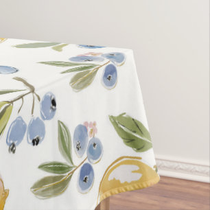 Watercolor Citrus & Blueberry Pattern Tablecloth