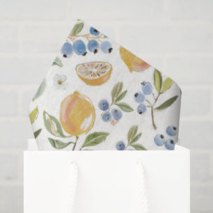 Watercolor Citrus & Blueberry Pattern Tissue Paper
