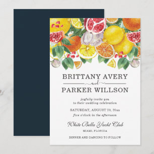 Watercolor Citrus Botanical Wedding Invitation