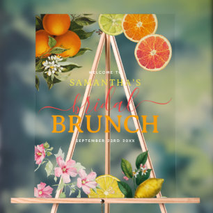 Watercolor Citrus Bridal Brunch Bridal Shower Acrylic Sign