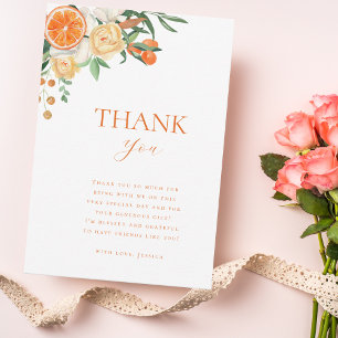 Watercolor Citrus Floral Bridal Shower Thank You Card