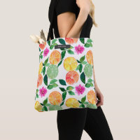 Watercolor Citrus Fruit Floral Pattern