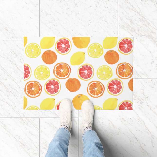 Watercolor Citrus Fruit Pattern Doormat (Indoor)