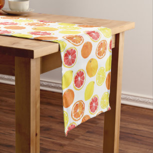 Watercolor Citrus Fruit Pattern Medium Table Runner