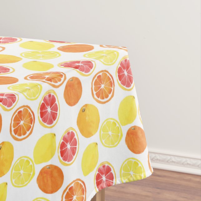 Watercolor Citrus Fruit Pattern Tablecloth (In Situ)