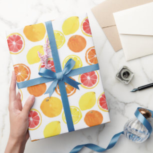 Watercolor Citrus Fruit Pattern Wrapping Paper