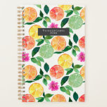 Watercolor Citrus Fruits Botanical Pattern Planner<br><div class="desc">Watercolor inspired pattern with illustrations of orange, lime, lemon, and pink citrus fruits with botanical leaves.</div>
