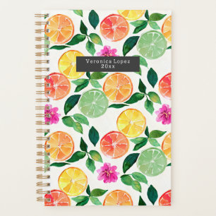 Watercolor Citrus Fruits Botanical Pattern Planner