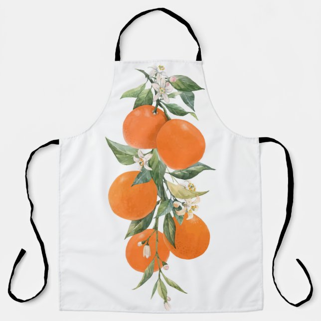 Watercolor citrus fruits orange lemon apron (Front)