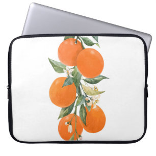 Watercolor citrus fruits orange lemon laptop sleeve