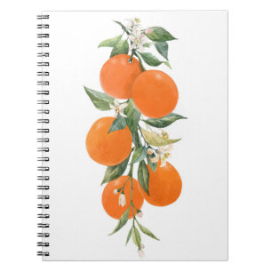 Watercolor citrus fruits orange lemon notebook