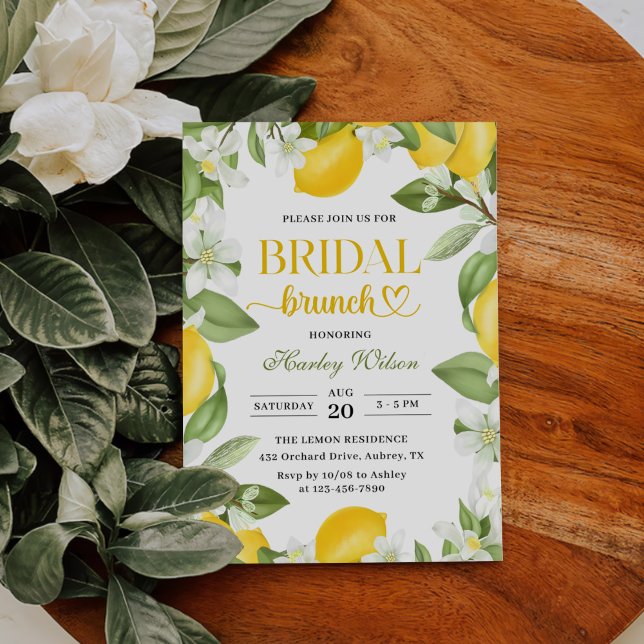 Watercolor Citrus Lemon Bridal Shower Invitation (Creator Uploaded)