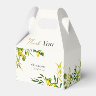 Watercolor Citrus Lemon Green Wedding Thank You Favor Box