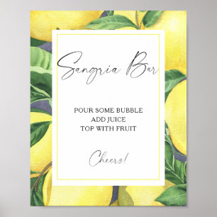 Watercolor citrus lemon - sangria bar poster