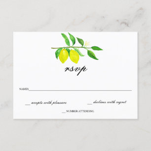 Watercolor Citrus/Lemon Wedding RSVP Card