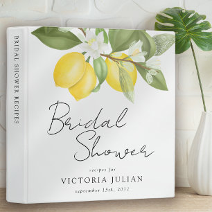 Watercolor Citrus Lemons Bridal Shower Recipe Binder