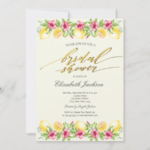 Watercolor Citrus Lemons Yellow Bridal Shower  Invitation