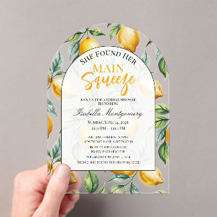 Watercolor Citrus Main Squeeze Bridal Shower Acrylic Invitations