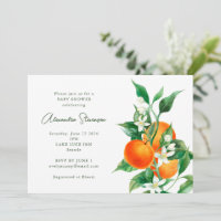 Watercolor Citrus Orange Blossom Baby Shower