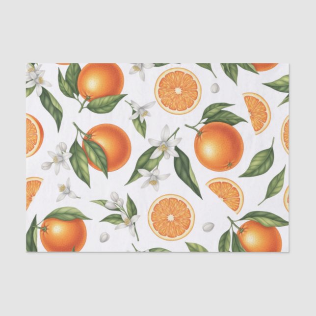 Watercolor Citrus Orange Botanical Pattern Tissue  Tissue Paper (Front)