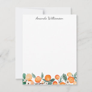 Watercolor Citrus Orange Fruit Personalized Card