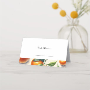 Watercolor Citrus Orange Leaves Wedding Place Card