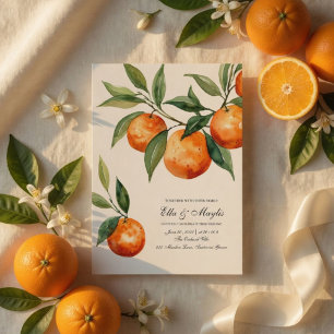 Watercolor Citrus Orange Mediterranean  Invitation