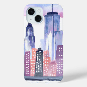 Watercolor Cityscape Skyline iPhone 15 Case