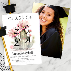 Watercolor Class of 2025 Graduation Party Photo  Invitation