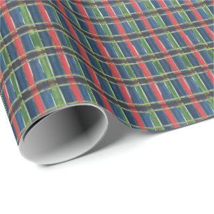 Watercolor Classic Christmas Plaid Wrapping Paper