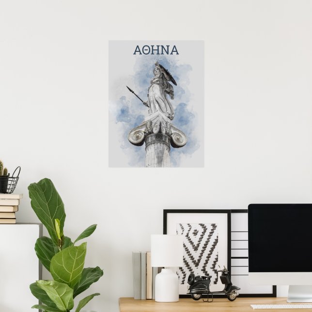 Watercolor Classic Greek Statue Athena Poster  (Home Office)