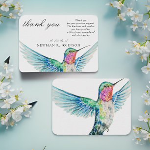 Watercolor Classic Hummingbird Memorial Thank You Card